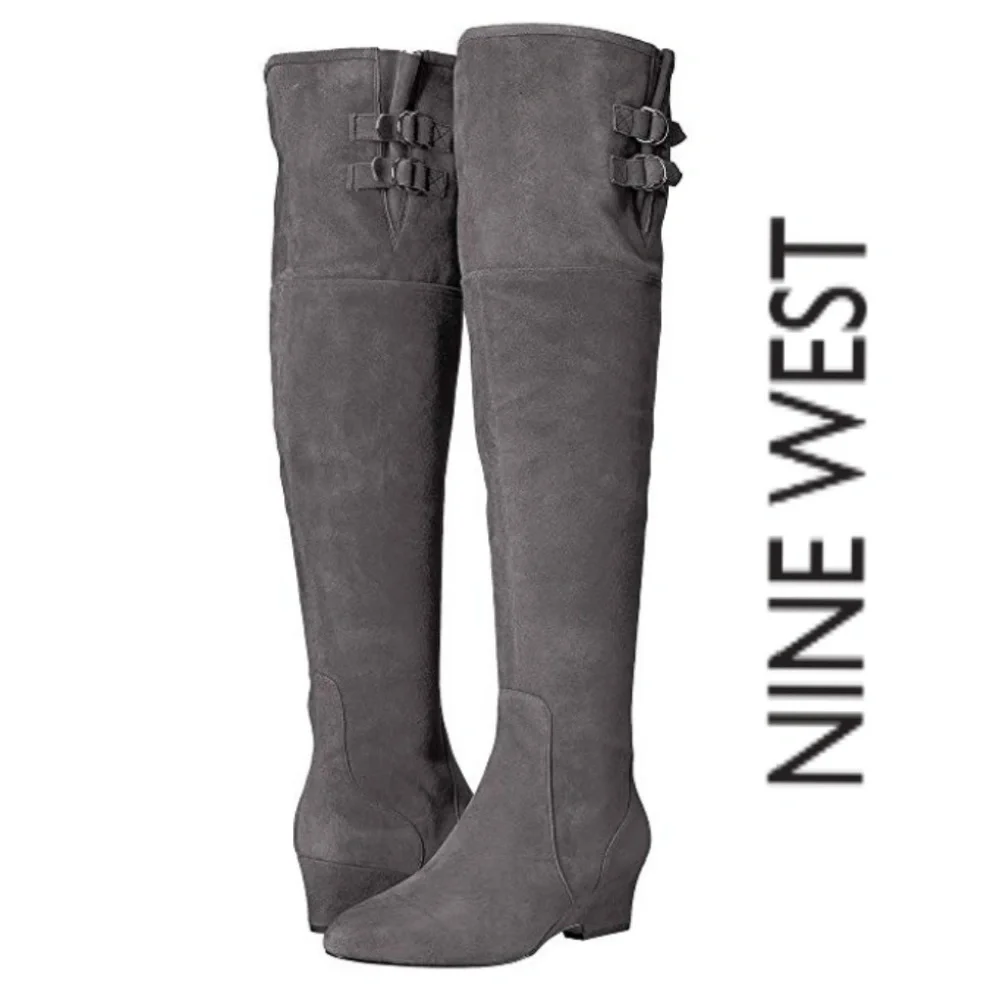 Nine West Gray Suede OTK Boots